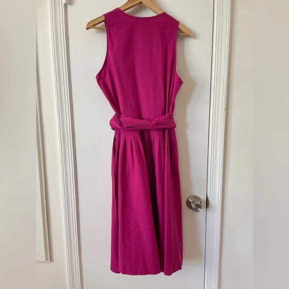 Sandro Fuchsia Pink Sleeveless Wrap Cotton Summer Dress 12 - Picture 8 of 8